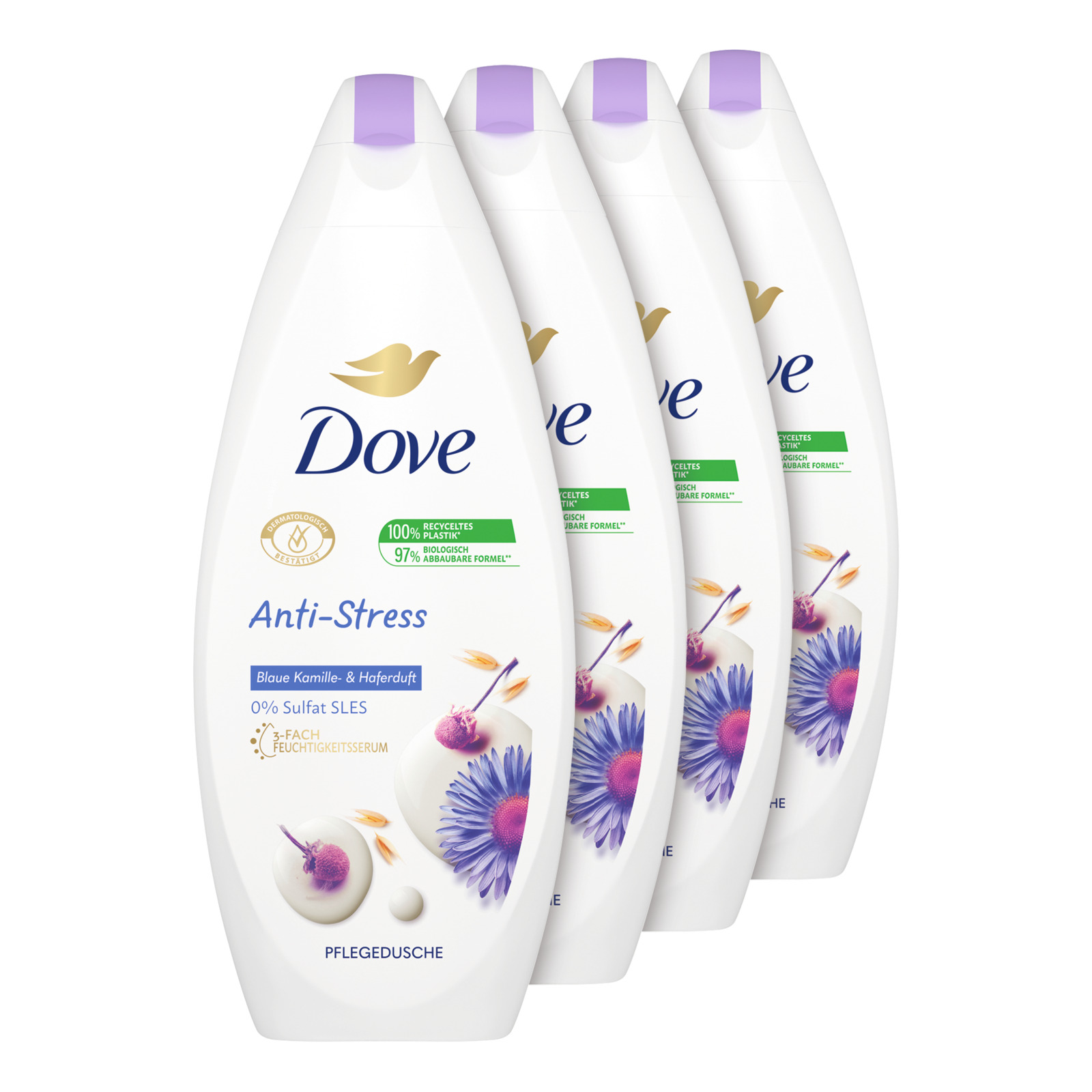 Dove Pflegedusche Anti-Stress Blaue Kamille- & Haferduft 4 x 250 ml