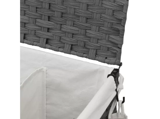 Panier à linge avec roulettes gris 60x35x60,5 résine tressée