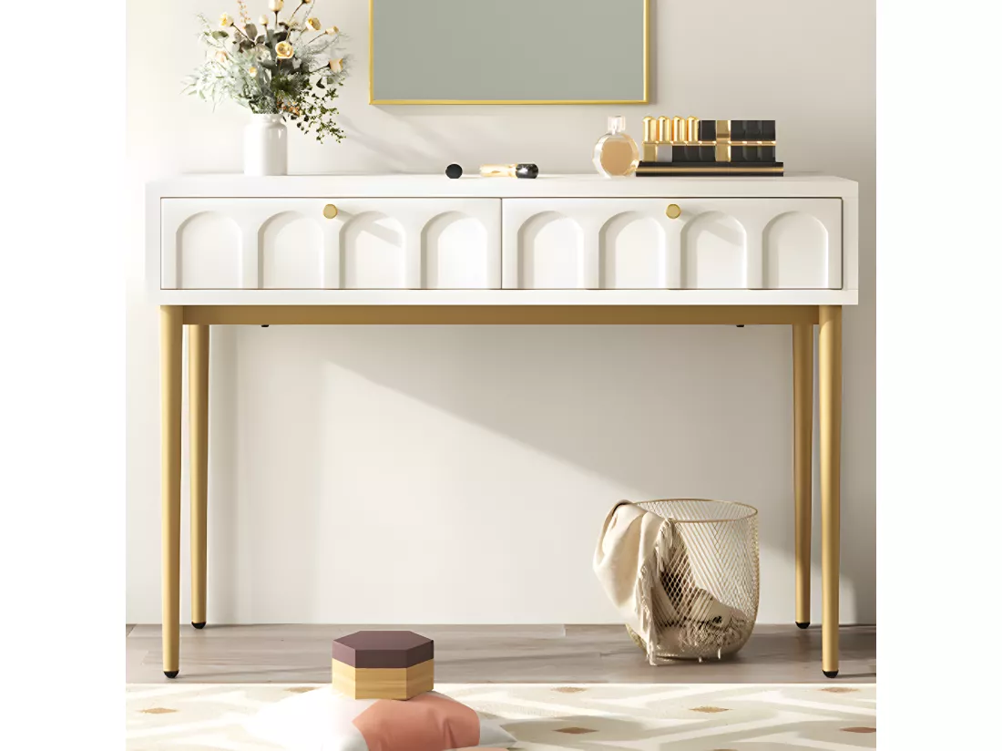 Commode Coiffeuse avec 2 tiroirs chambre buffet tiroir commode blanc crème