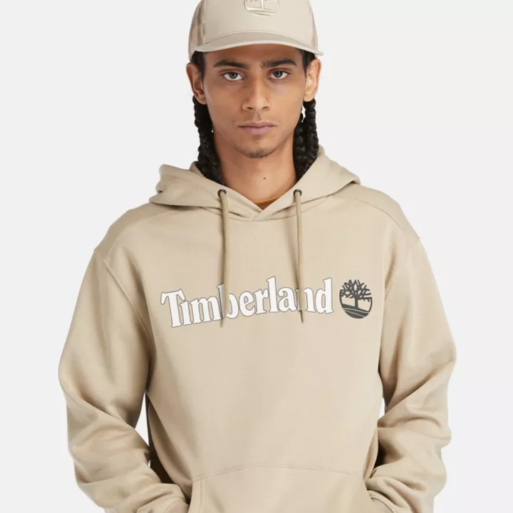 Sweat à capuche et logo linéaire pour homme en beige
