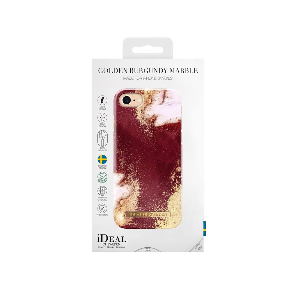 iPhone SE (2022/2020) / 8 / 7 / 6S Hardcase Hülle (IDFCAW19-I7-149) - Golden Burgundy Marble