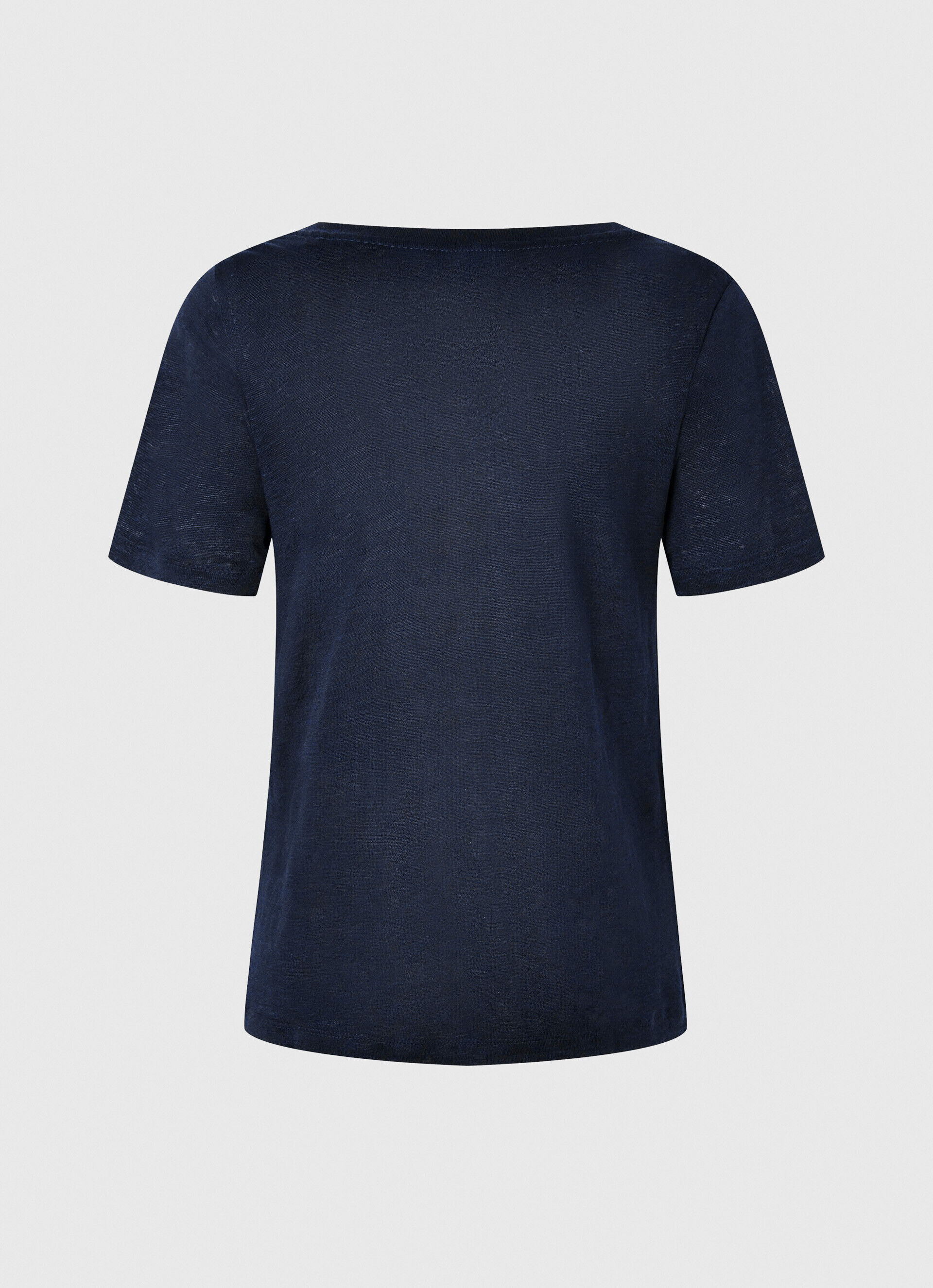 Camiseta de linho com decote em V - Azul Dulwich