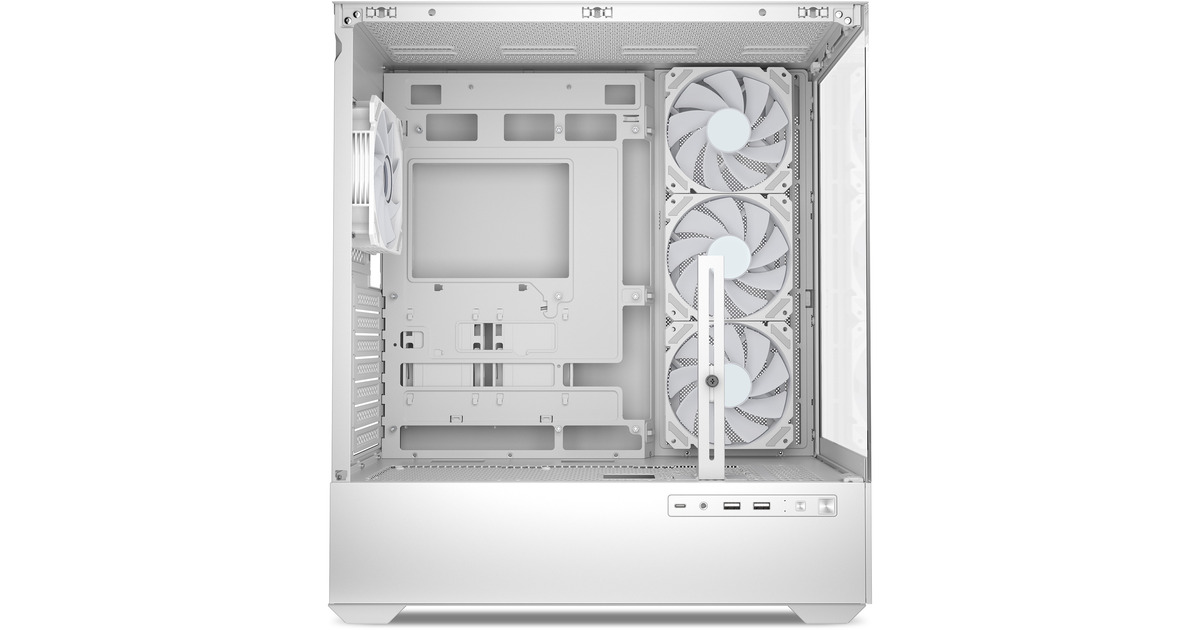 SharkoonAK6 RGB midi tower behuizing  (Wit | 2x USB-A | 1x USB-C | RGB | Tempered Glass)
