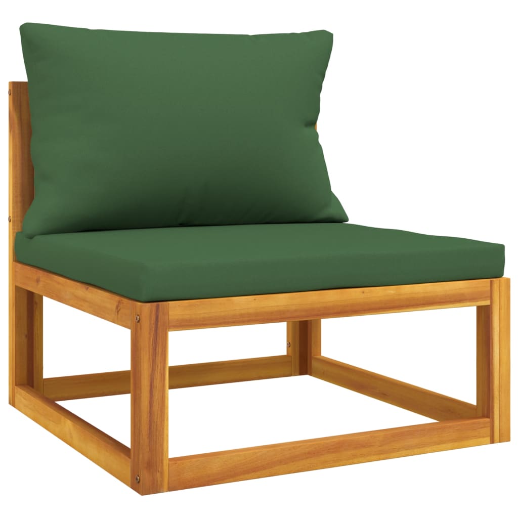 Salon de jardin meuble d'extérieur ensemble de mobilier 8 pièces avec coussins vert bois massif