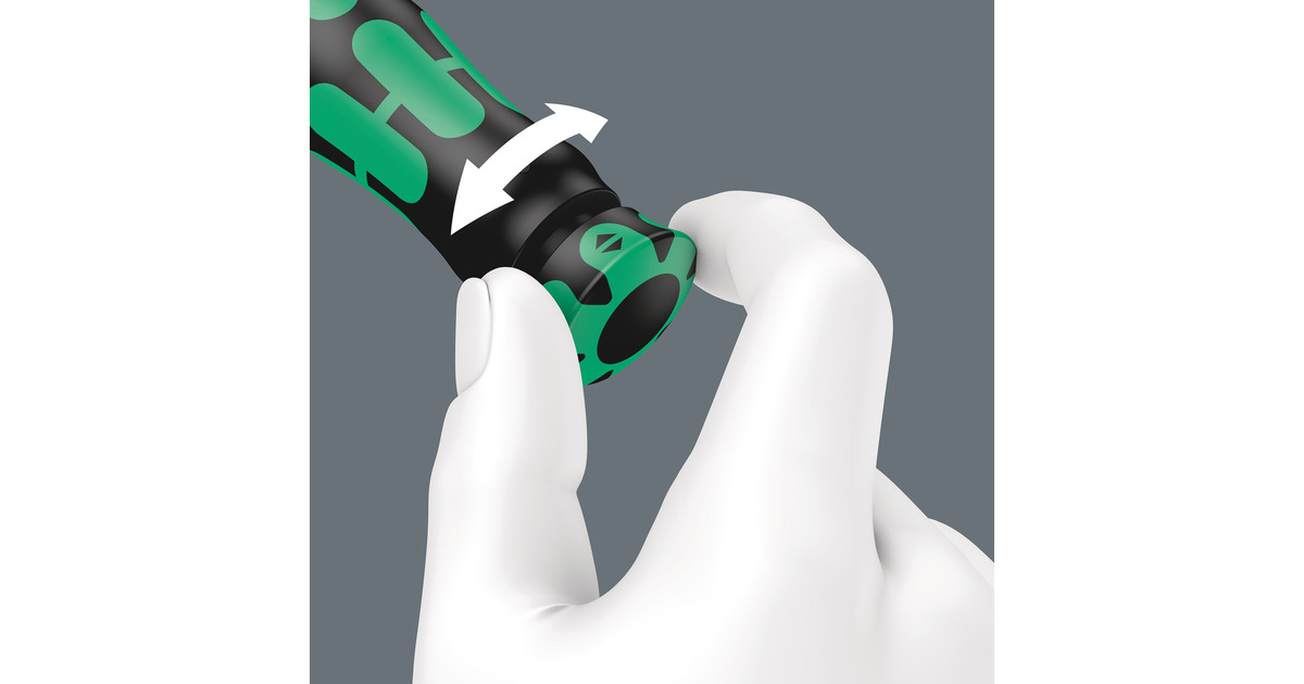 WeraClick-Torque Lock A 3 R/L draaimomentsleutel  (Zwart/groen, Instelbaar, Torque Lock functie, doorsteekvierkant (1/2