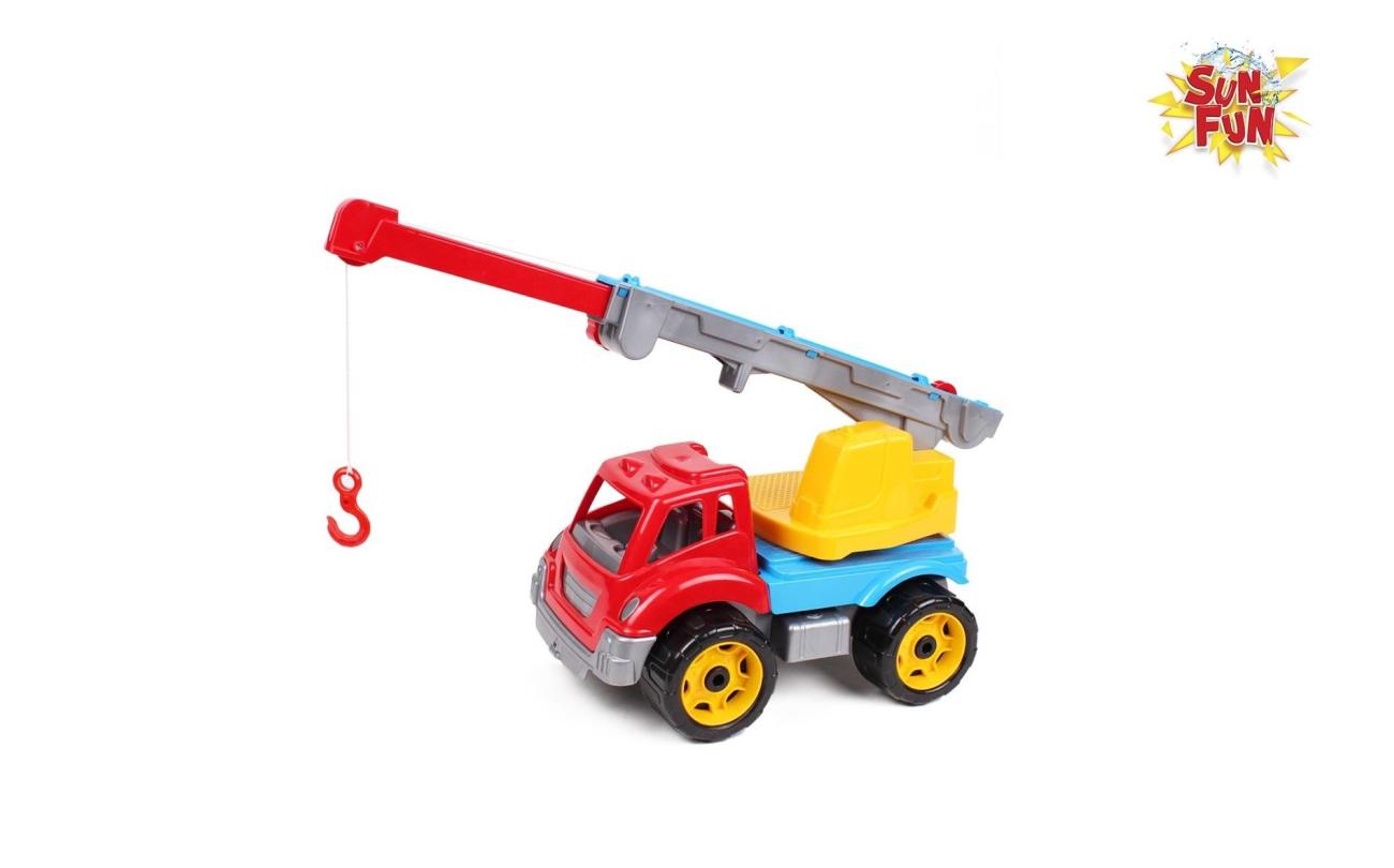 Sun Fun Kraanwagen 36x20x21cm Rood-Geel-Blauw