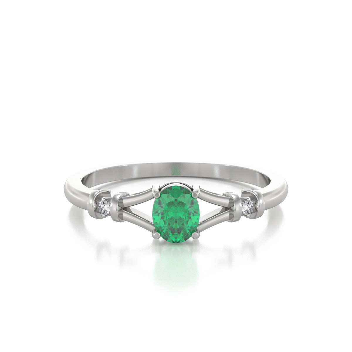 Bague Emeraude et diamants sur Argent 925 2.094grs