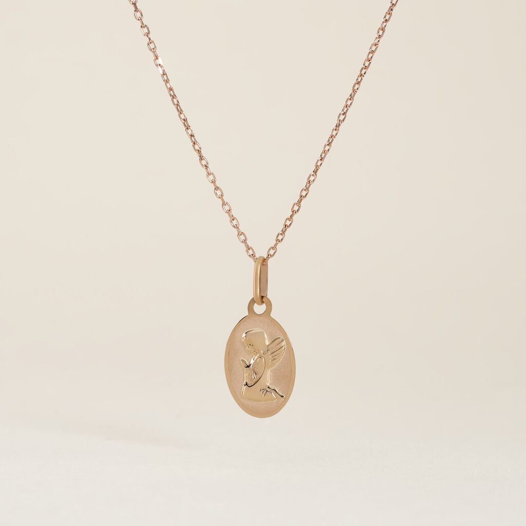 Pendentif Ange Ovale Or Rose