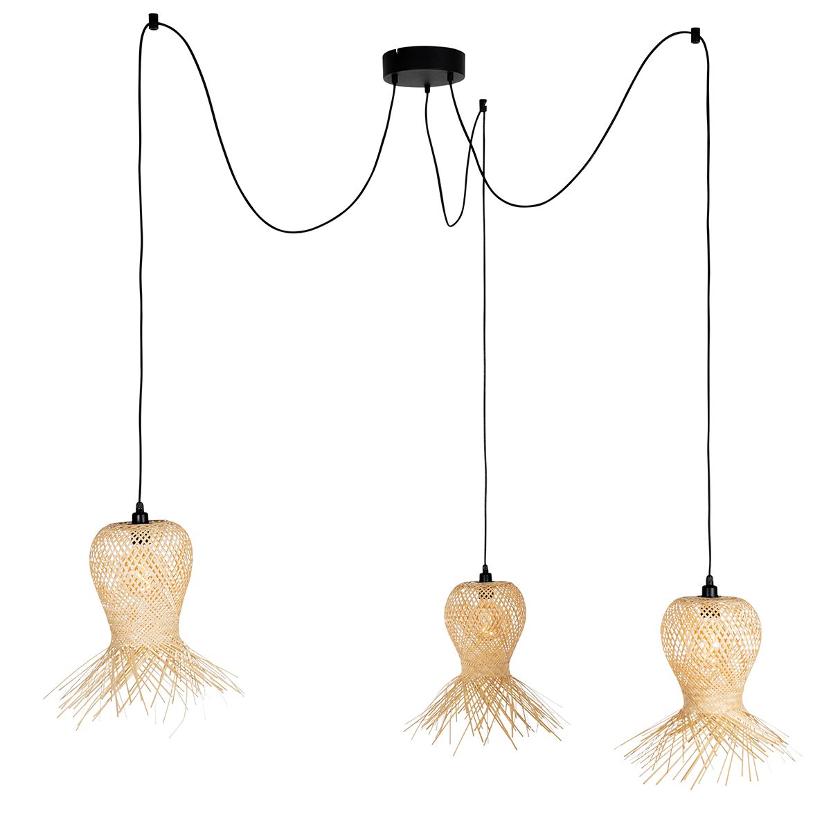 Oosterse buiten hanglamp bamboe 3-lichts IP44 - Carlos
