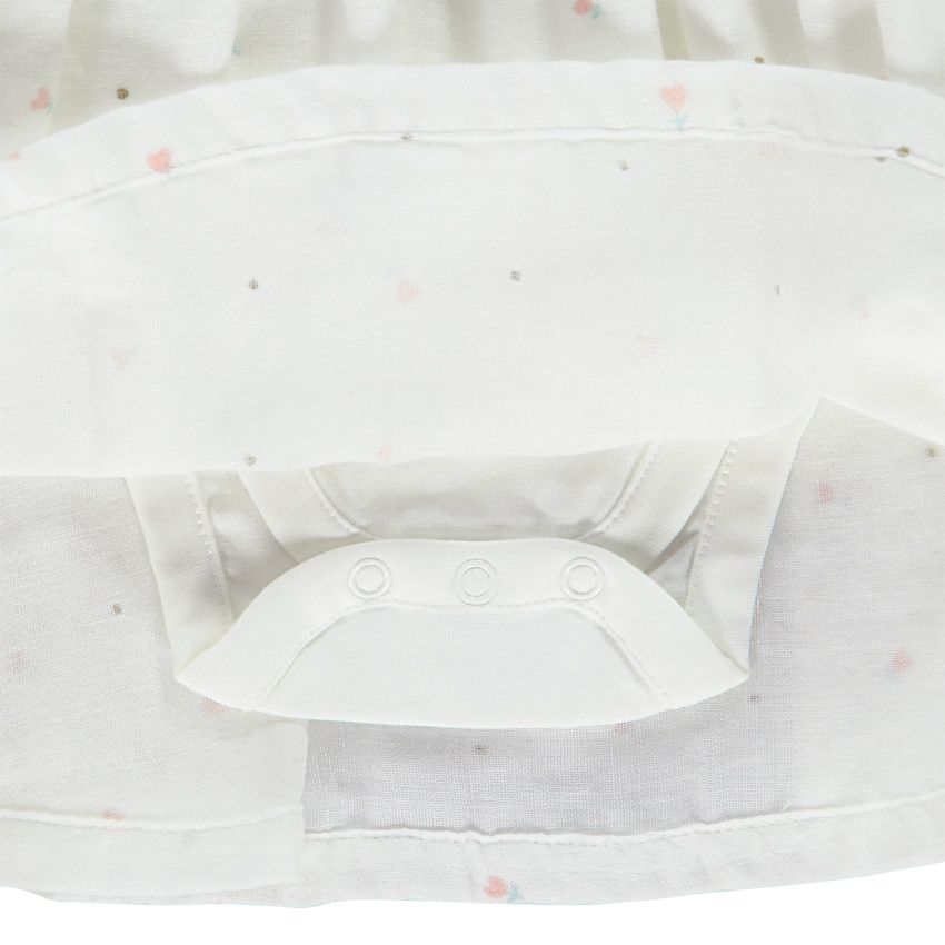 Robe 2 en 1 en jersey et double gaze de coton print lapin pour bébé fille - Ecru