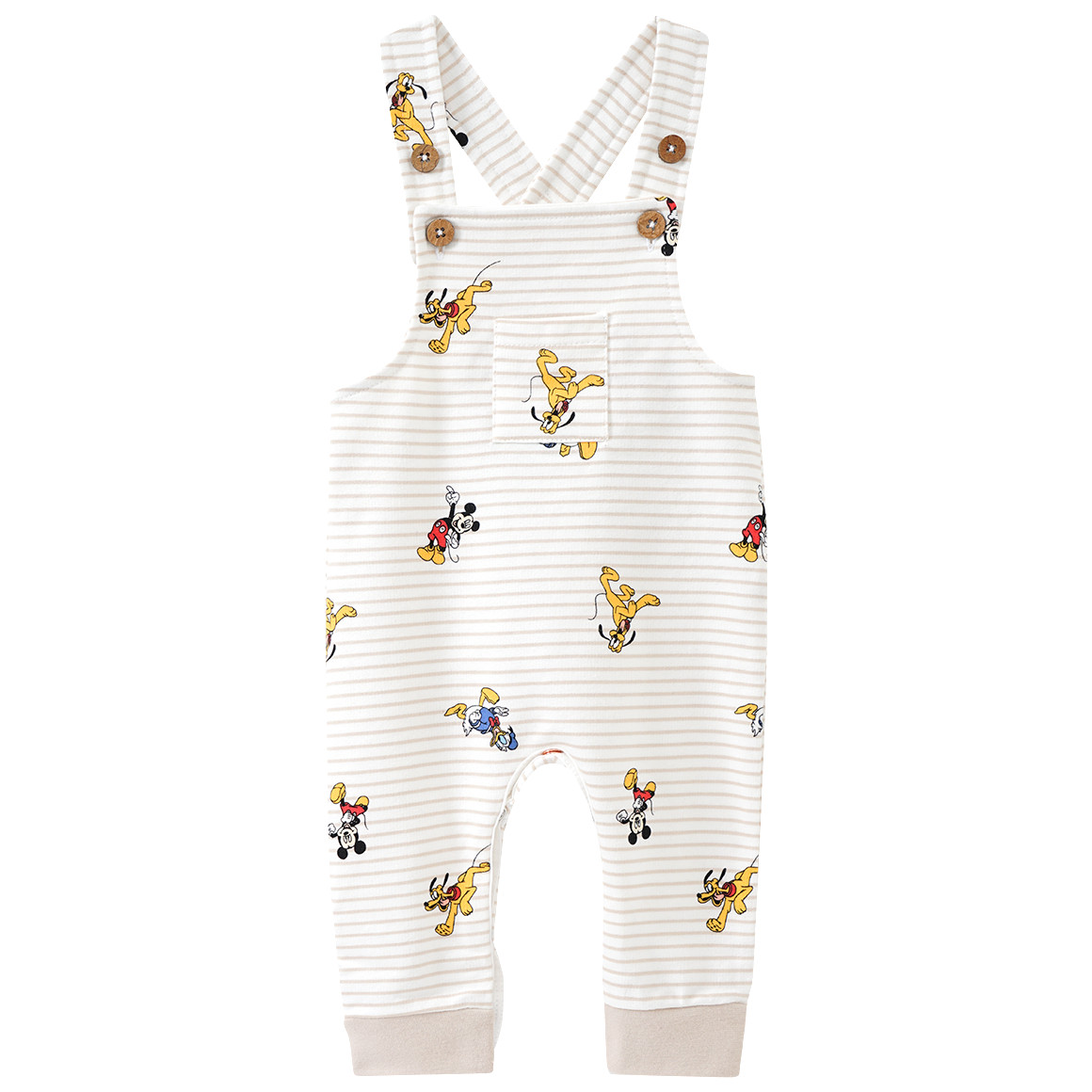 Topomini Micky Maus Strampler und Langarmbody im Set hellbeige / weiss