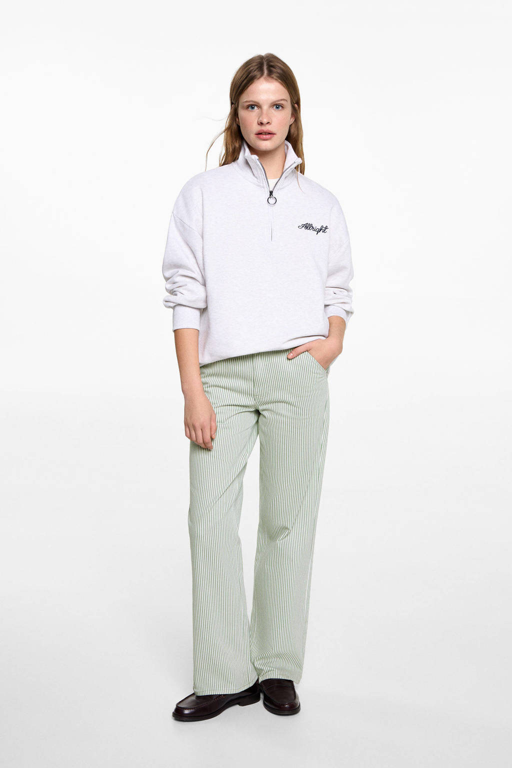 MANGO TEEN straight casual broek groen