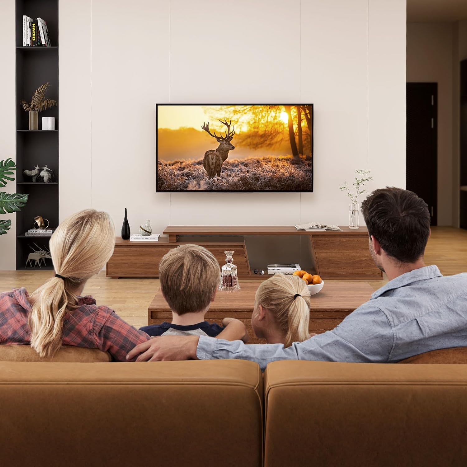 Homary Ausziehbares TV Schrank 180 cm - 280 cm Lang, TV Lowboard Walnuss TV Möbel mit 3 Schubladen, TV-Board für Fernseher bis zu 120 Zoll, Walnuss Moderner Fernsehtisch mit Stauraum für Wohnzimmer