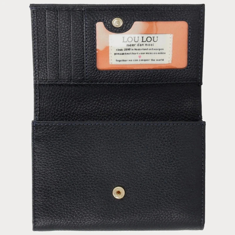 LouLou Essentiels Portemonnee RFID Petit Fleur Dark Blue