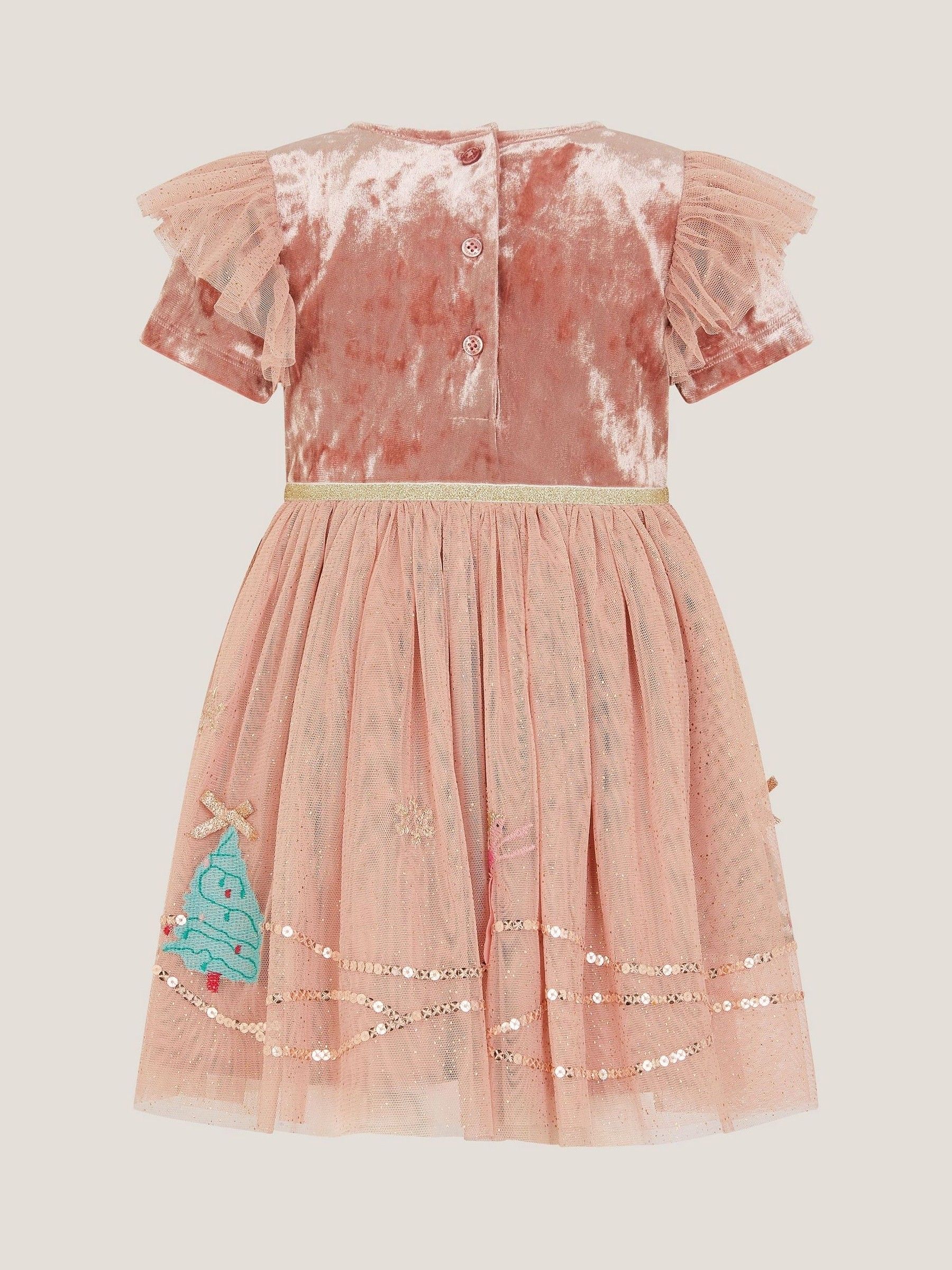 Monsoon - Discojurk met tule en kersttafereel voor baby's