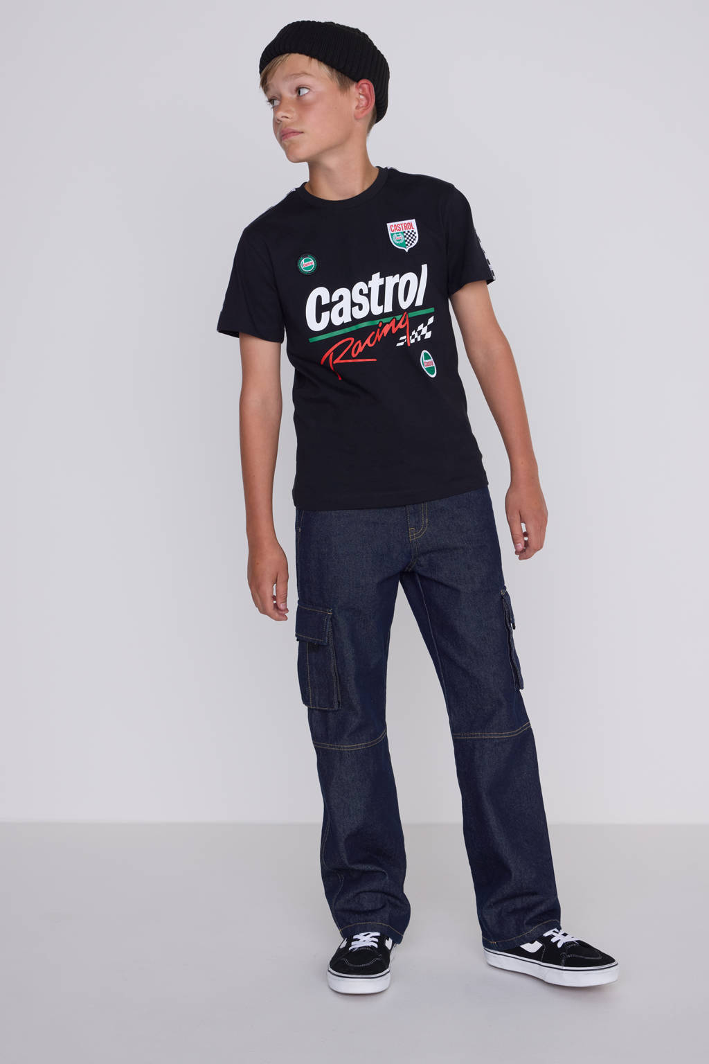 Coolcat t-shirt Castrol license met (back) print zwart