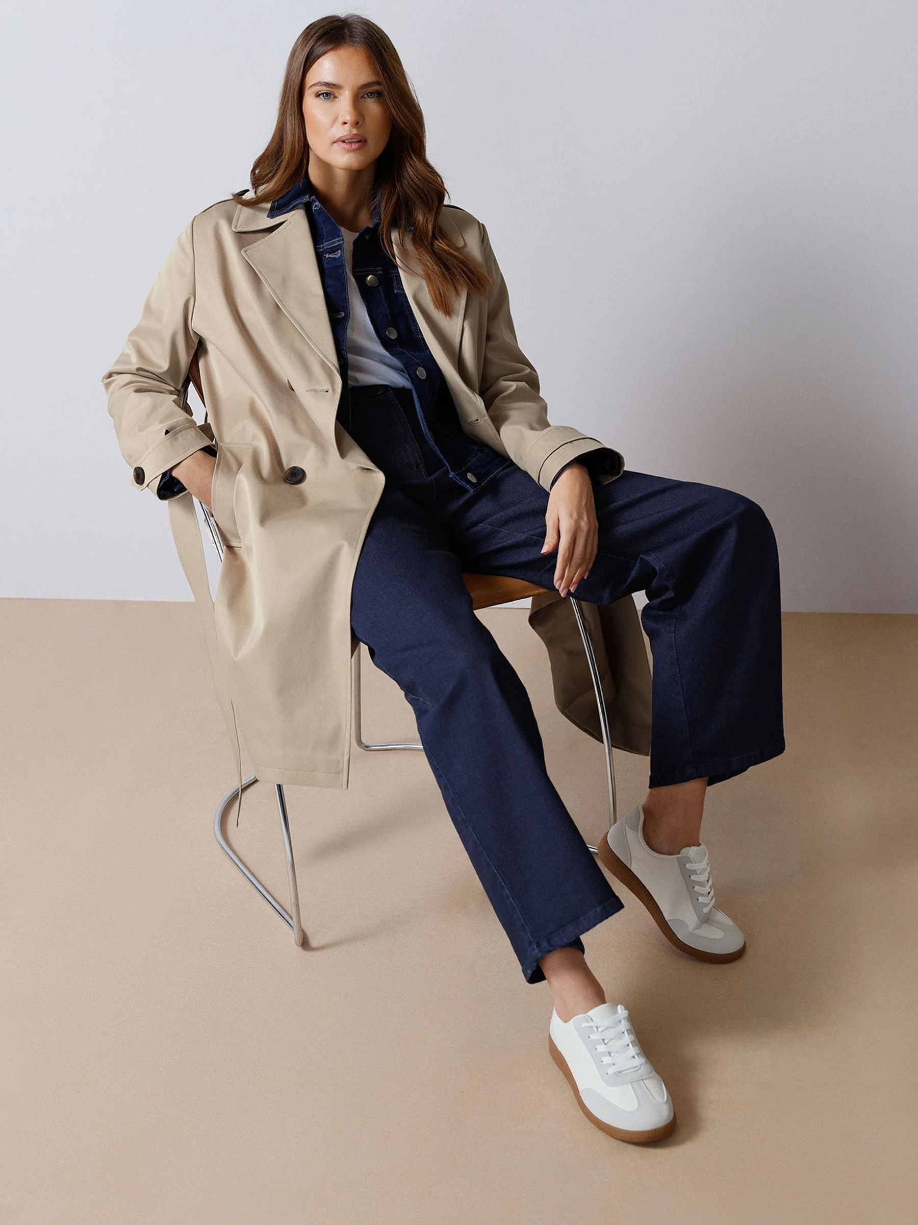 M&Co Dipped Back Trench Coat
