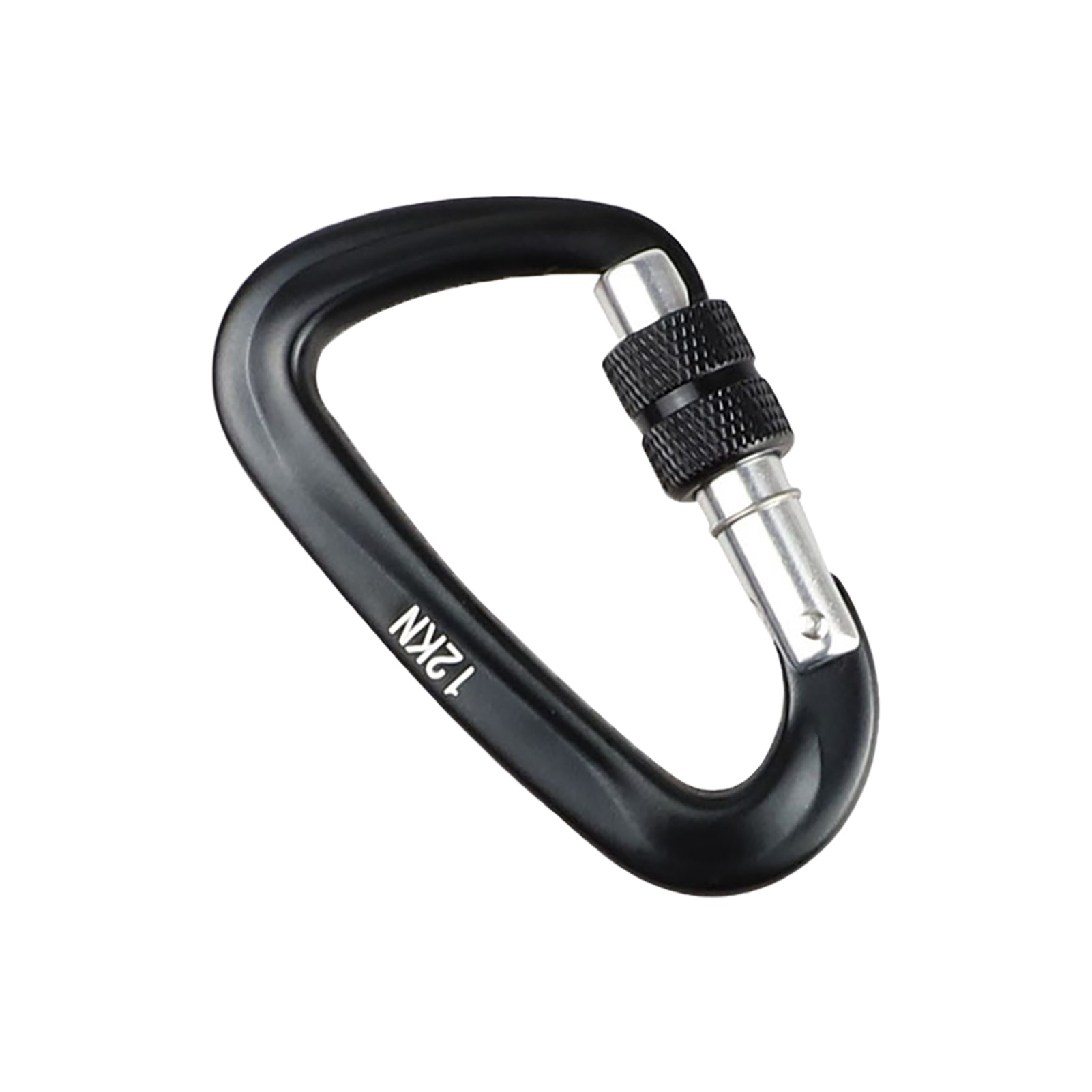 (2er Set) Aluminium Karabiner Haken D-Schnalle   Schraubverschluss - Blau / Schwarz