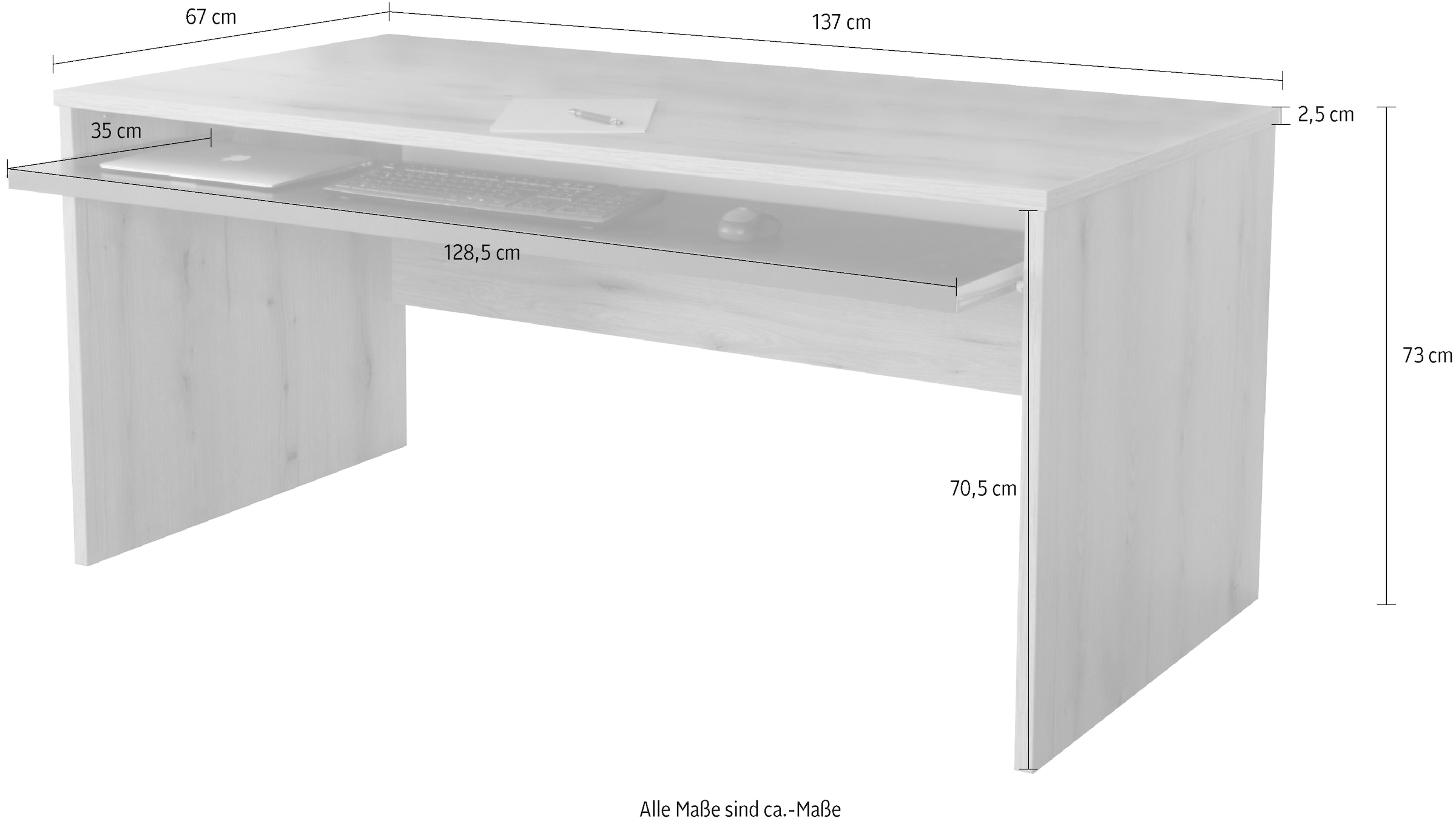 VOGL Möbelfabrik Schreibtisch »Barrie mit 2-farbigem Tastaturauszug« in 2 Breiten, 2,5 cm Tischplattenstärke, Made in Germany