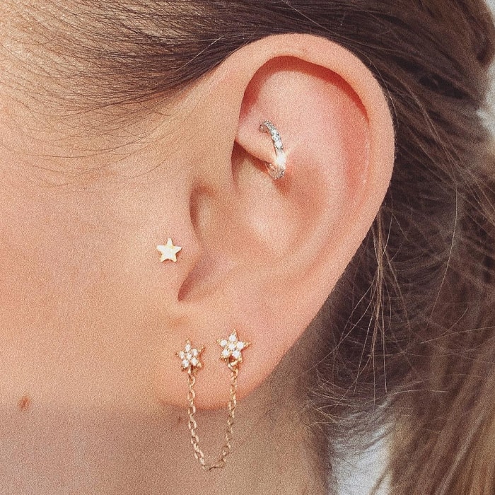 Piercing d'oreille - Mini Star - Laiton plaqué argent 10 microns
