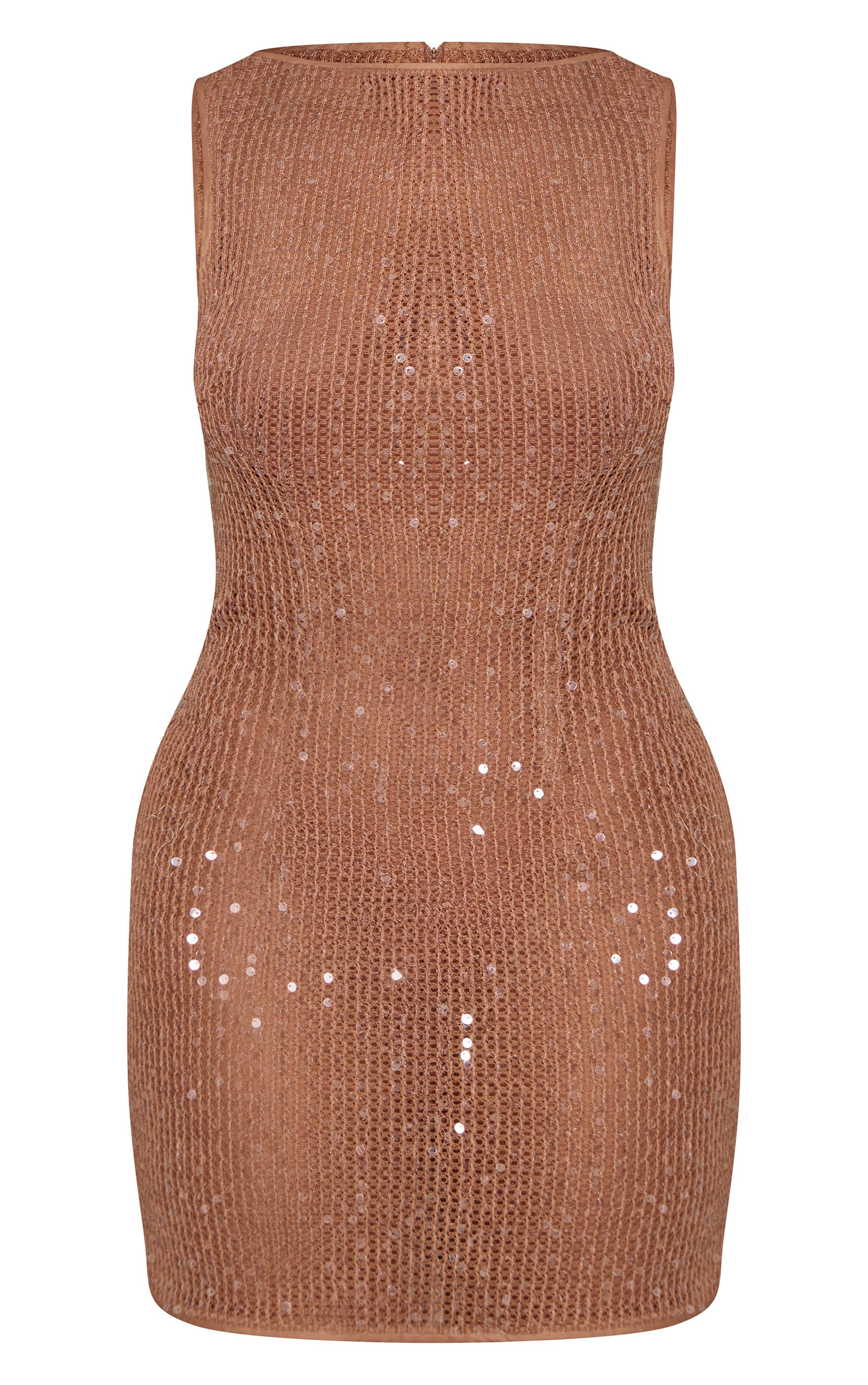 Nude Robe Moulante Mini À Col Bateau Ornée De Sequins
