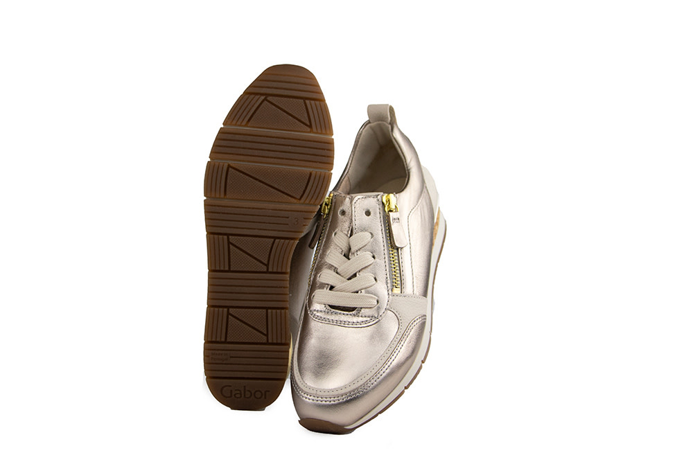 Gabor Sneaker Puder Creme Gold Satin