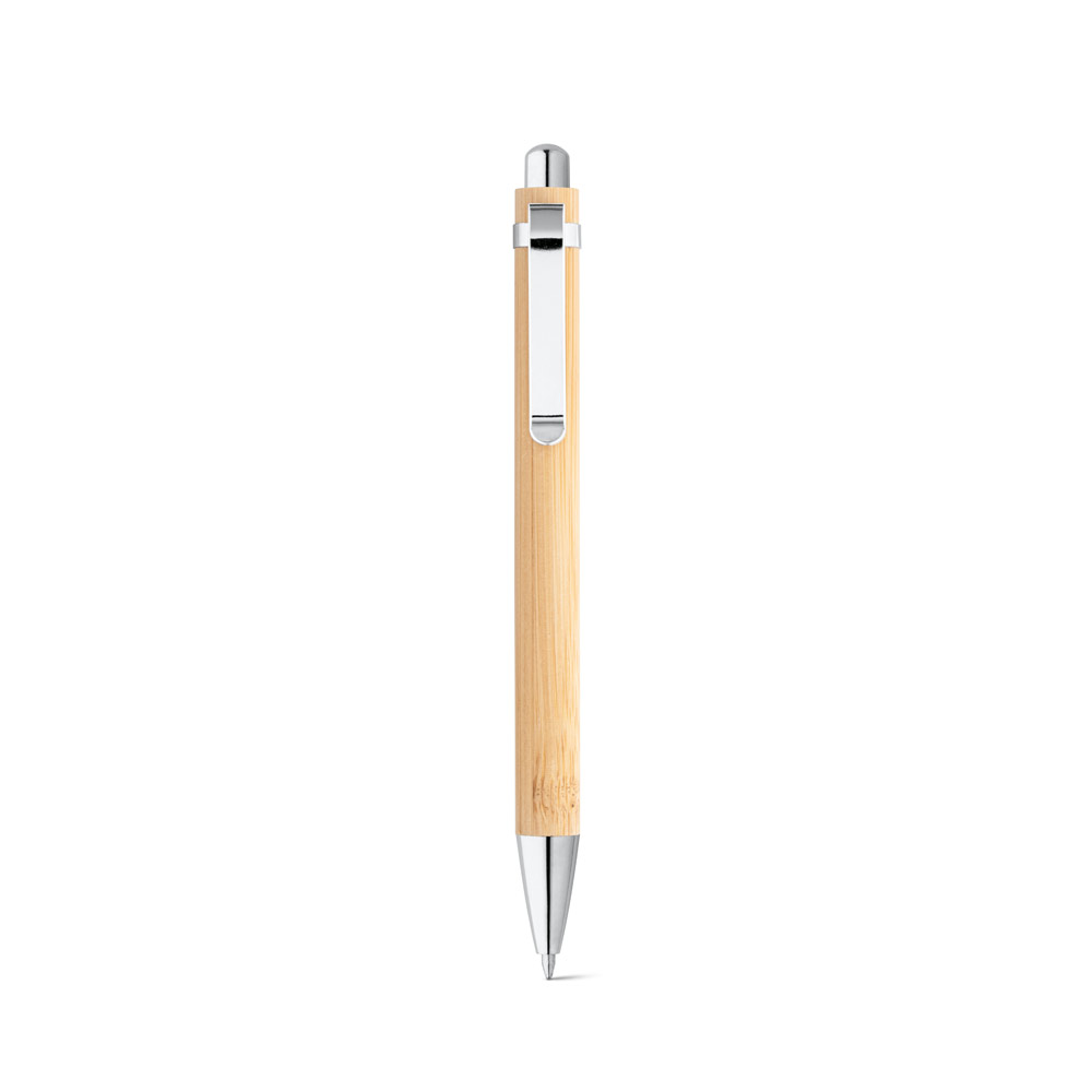 hi!dea 81163 - Stylo en bambou avec clip en métal