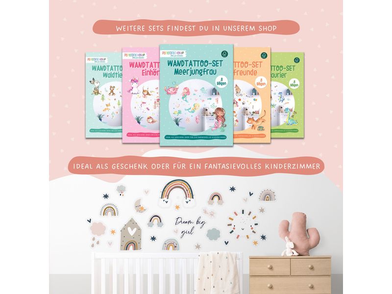 Papierdrachen Wandtattoo-Set Regenbogen Wandsticker für Kinder
