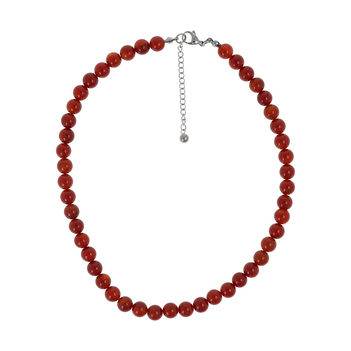 Collier acier inoxydable pierre naturelle cornaline longueur réglable 40cm + 5cm