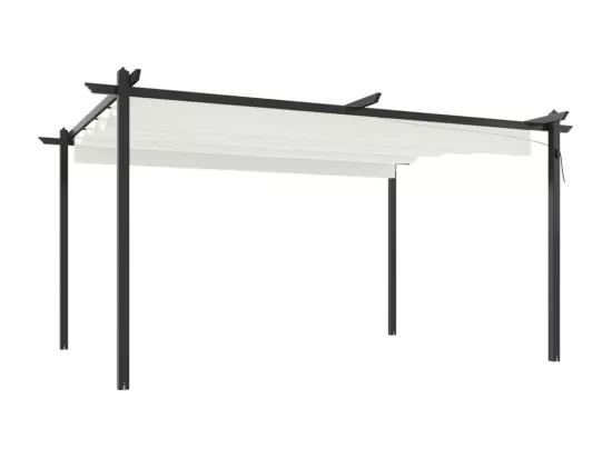 Tonnelle de jardin avec toit rétractable 4x3 m Crème