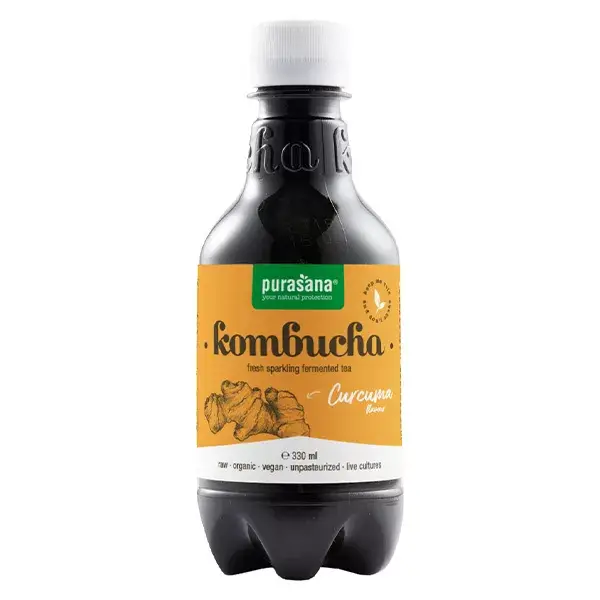 Bebida de Kombucha Purasana com Cúrcuma Orgânica 330ml