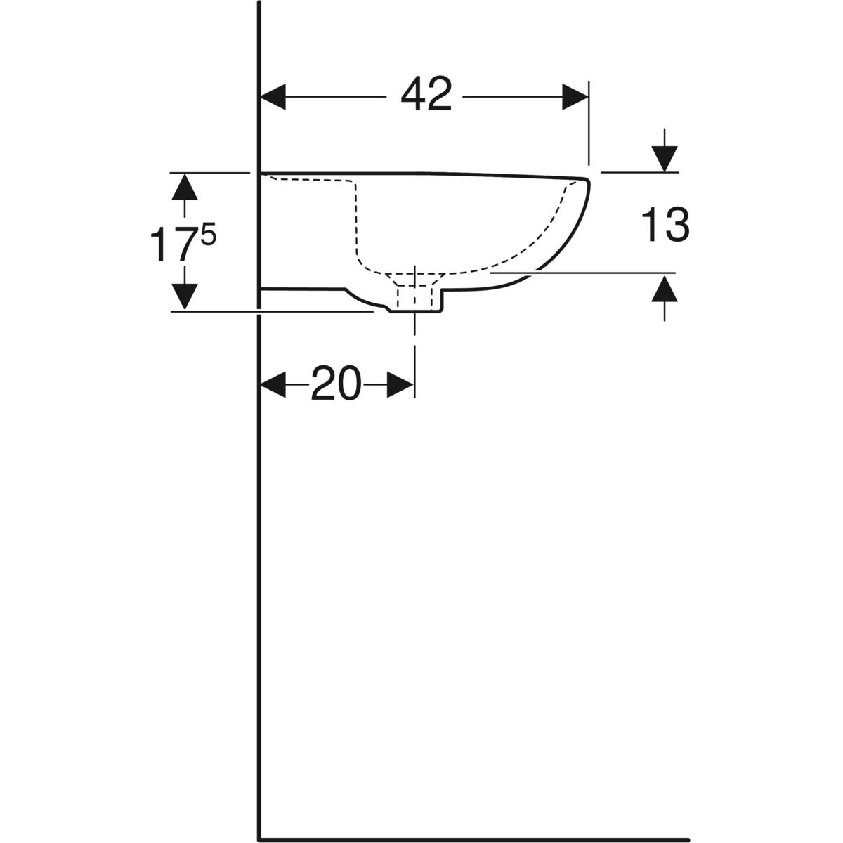 Geberit Bastia wastafel rond met kraangat 55x42cm wit glans