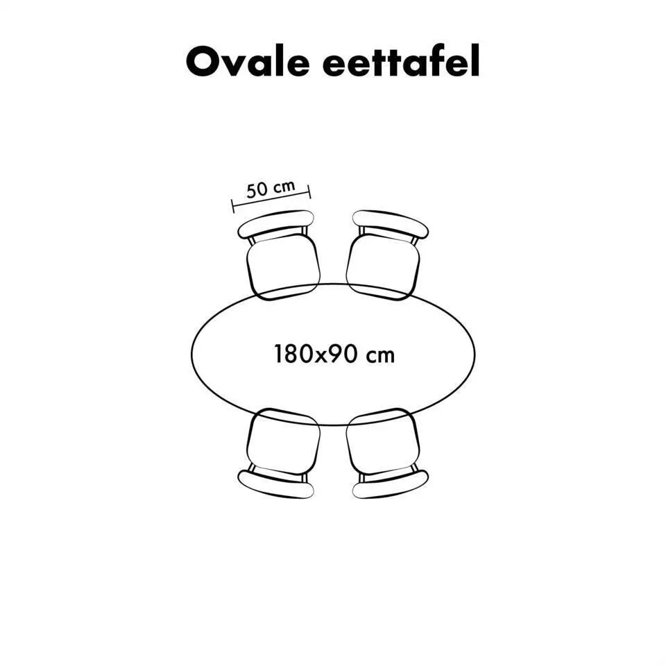 QUVIO Eettafel Sofia– Ovaal – 180x90 cm – Kruispoot – Naturel