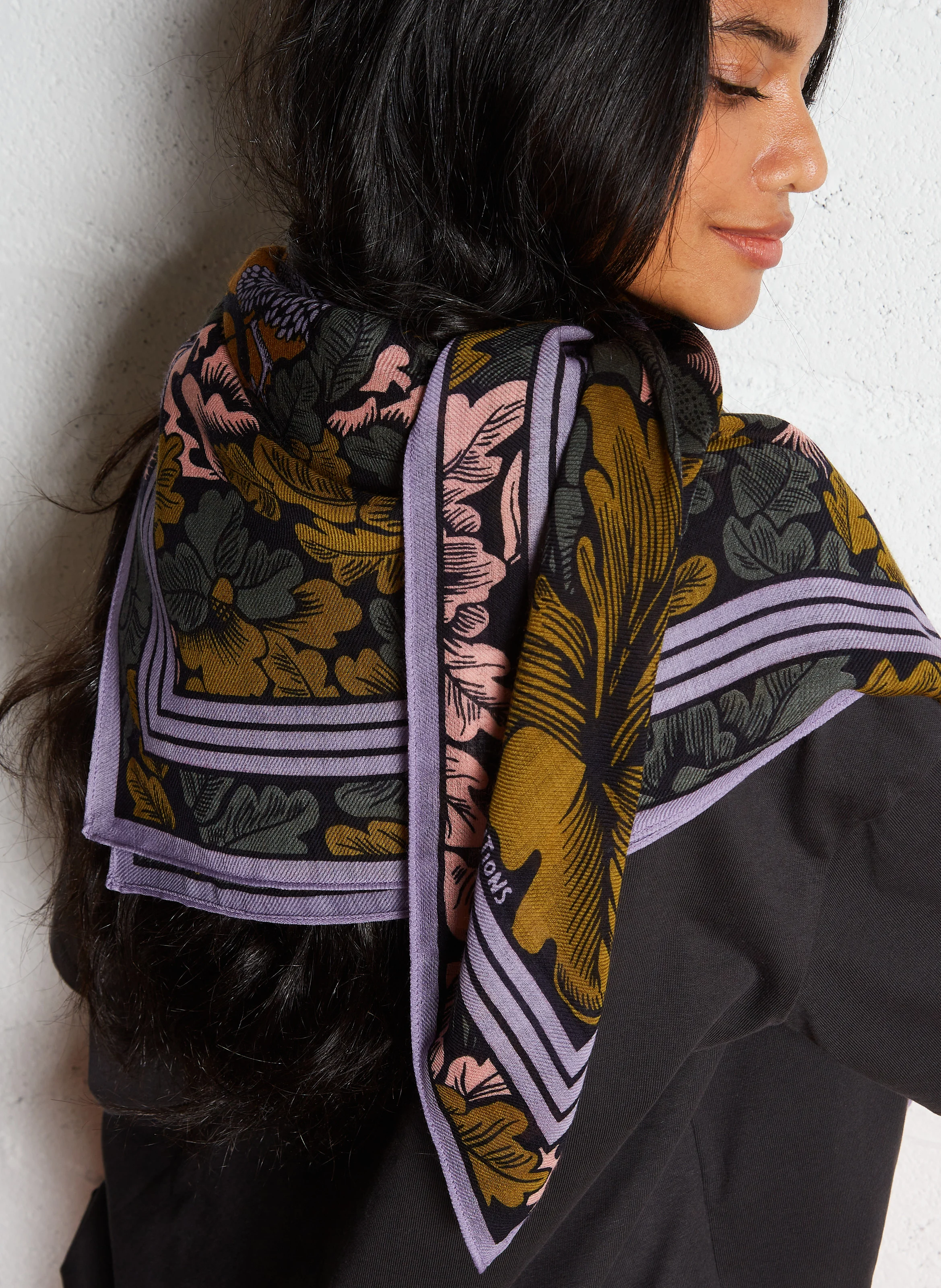 PANTHERE - Foulard en laine imprimé | Marron
