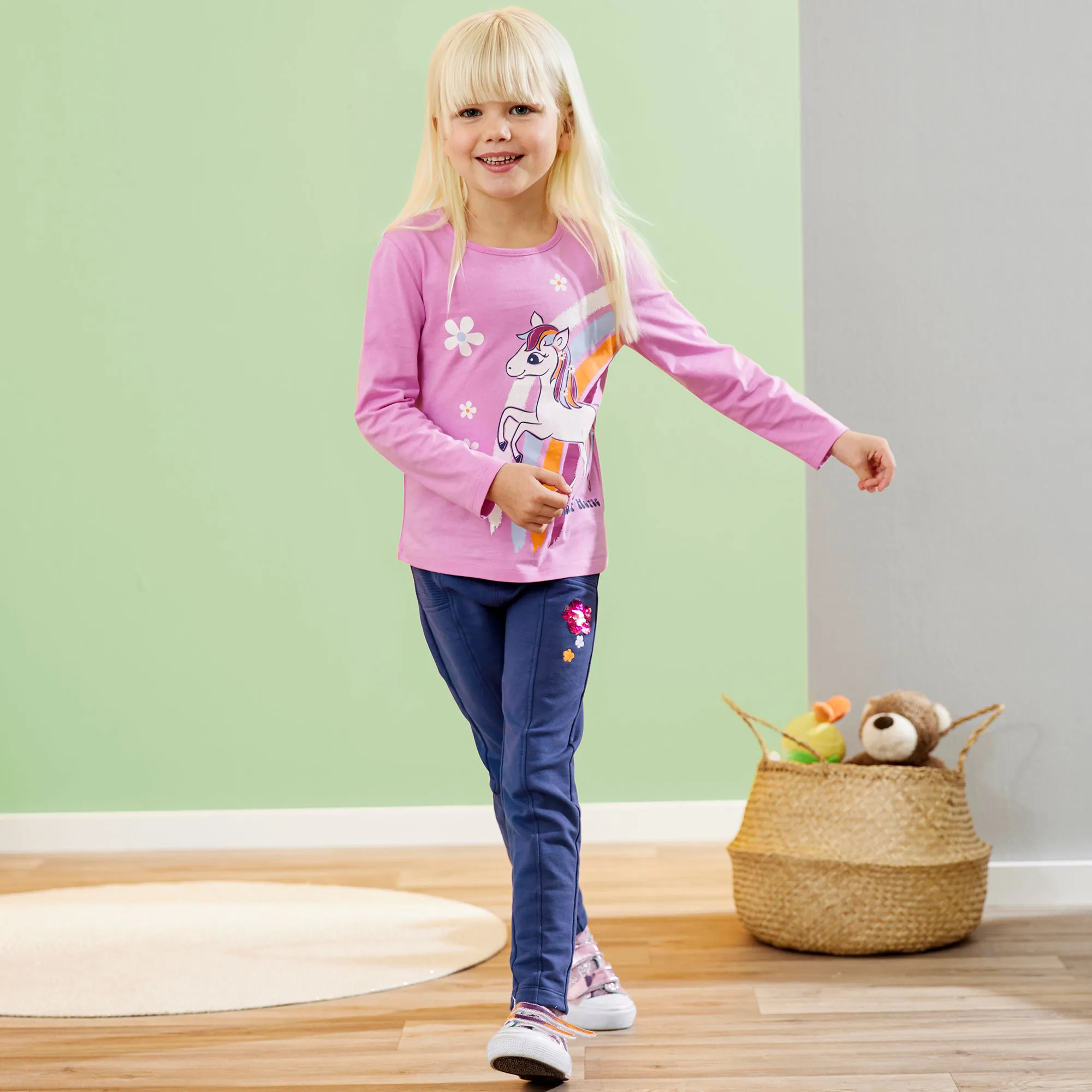 Mädchen-Sweat-Leggings mit Wendepailletten