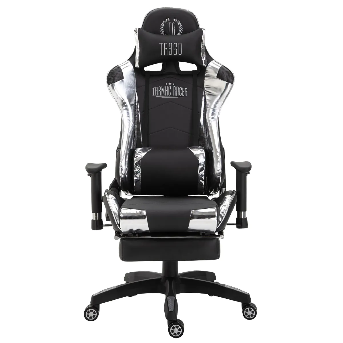 Decoshop26 Chaise de bureau gamer - Noir/Blanc