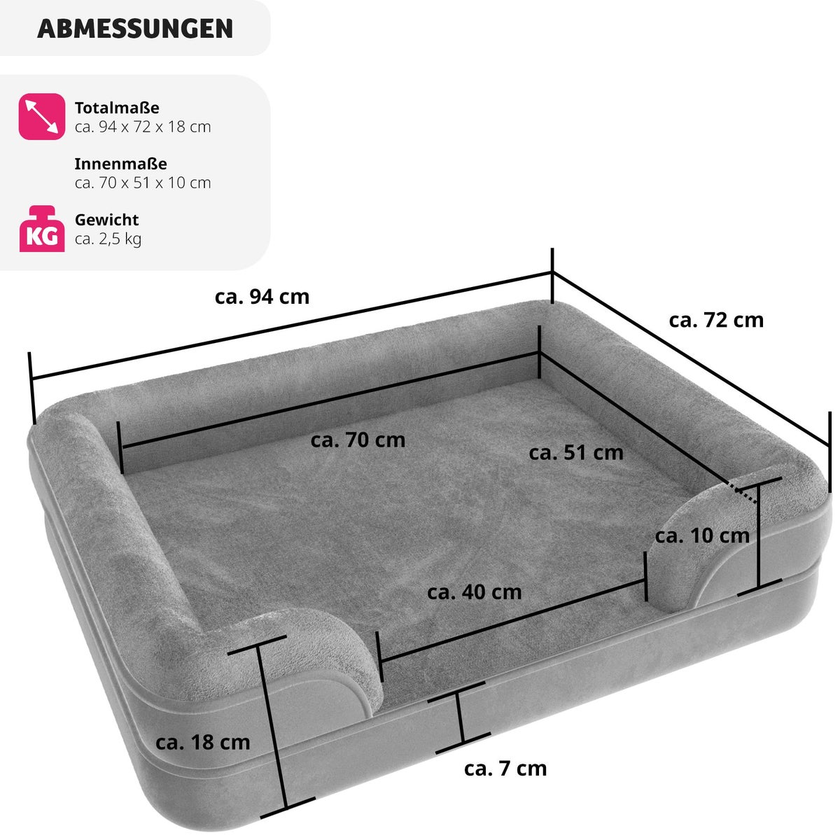 Orthopedisch hondenbed tectake Kimba met afneembare, waterdichte pluche hoes, wasbaar