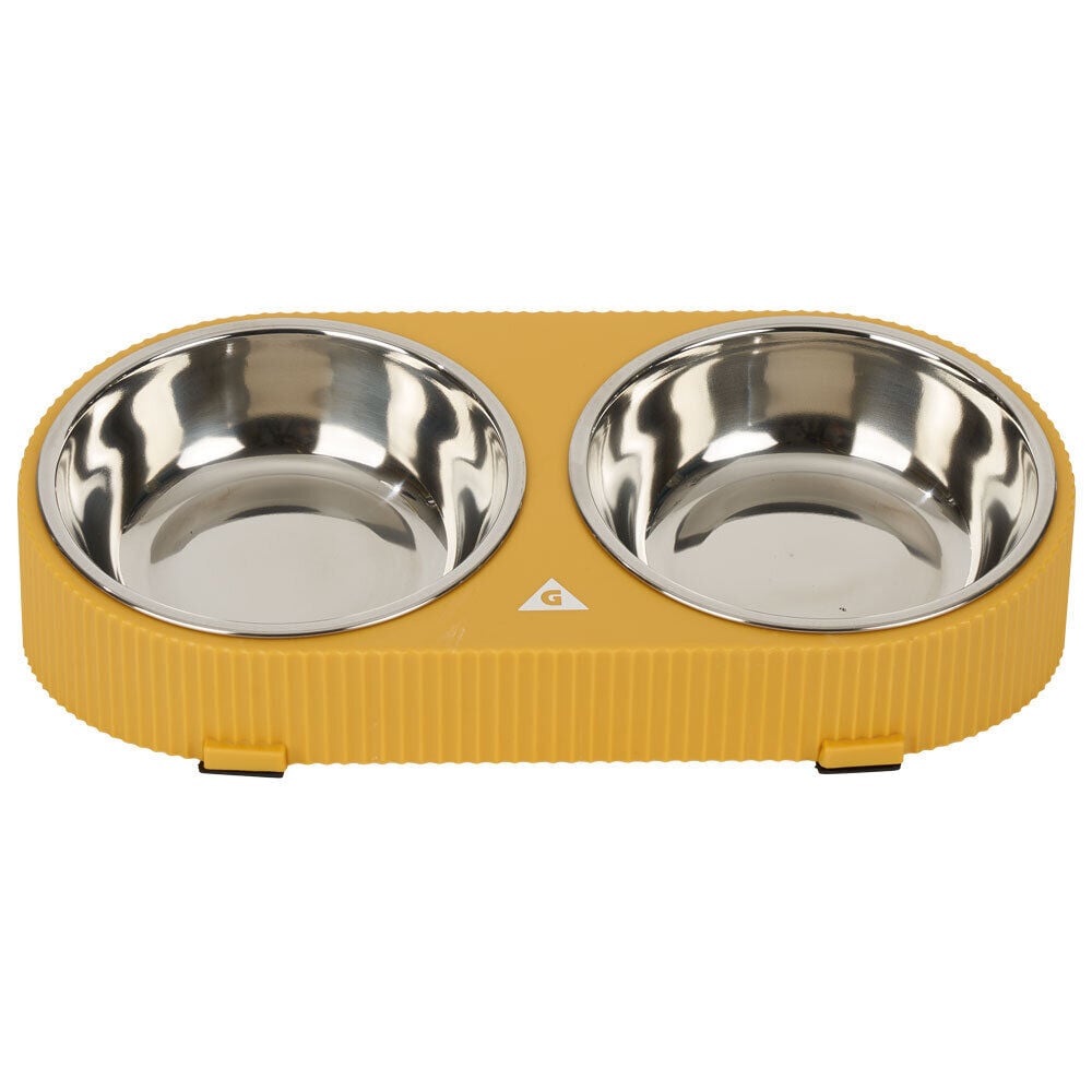 Double gamelle pour chien 2-en-1 anti glouton inox 31,5x16,5xH9,3cm