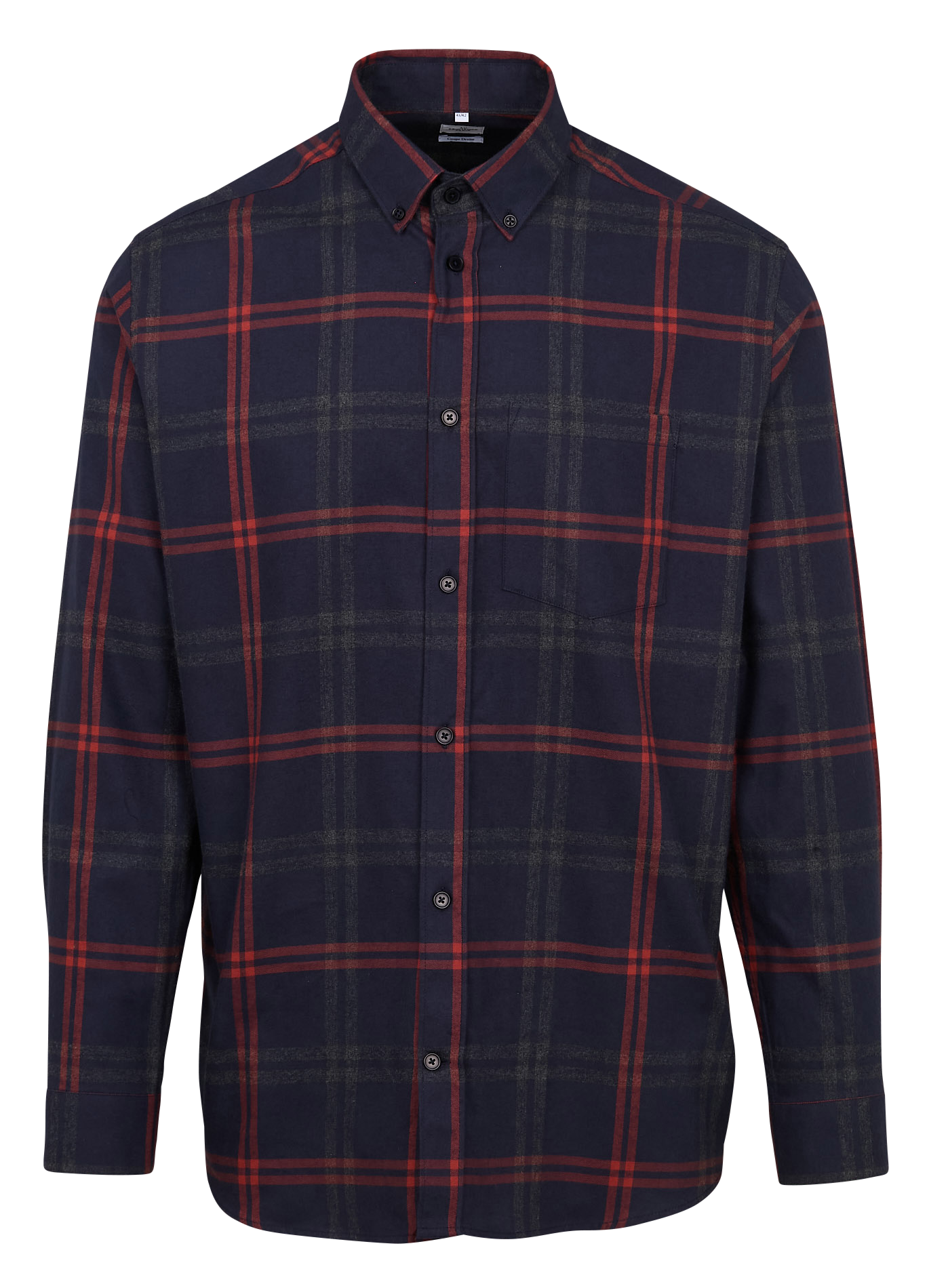 EGHI - Chemise droite col classique en coton | Bleu