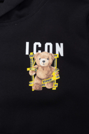 Warning bear icon set - zwart