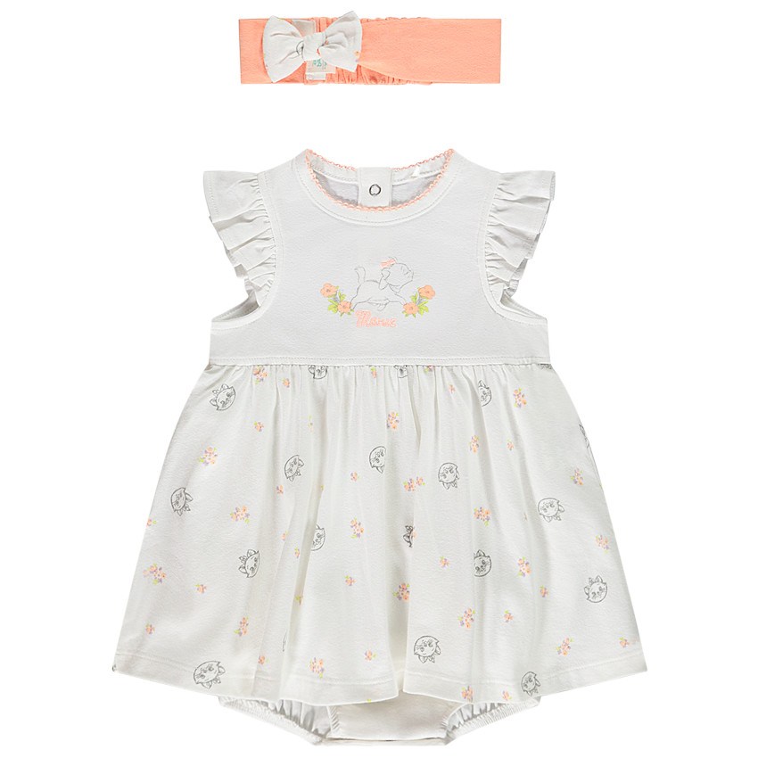 Ensemble robe body + bandeau Marie  pour bébé fille