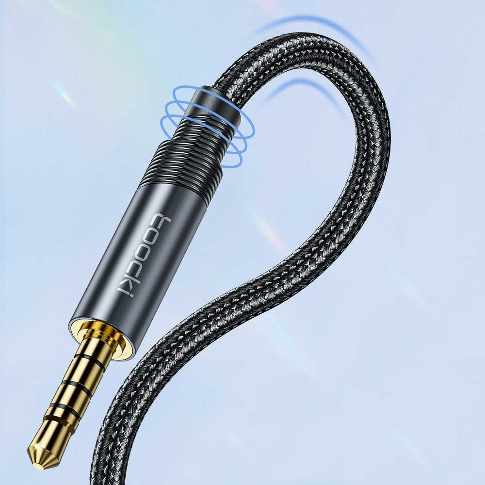 (2m) 3.5mm Audio Klinke Stecker auf 3.5 mm Klinken Buchse Stereo AUX Nylon Verlängerungskabel mit vergoldeten Kontakten - Schwarz