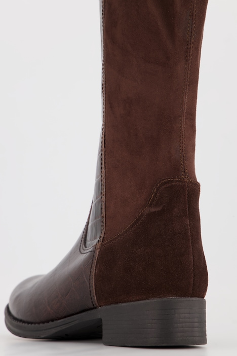 Lederstiefel, Krokoprägung, Reißverschluss, Weite H