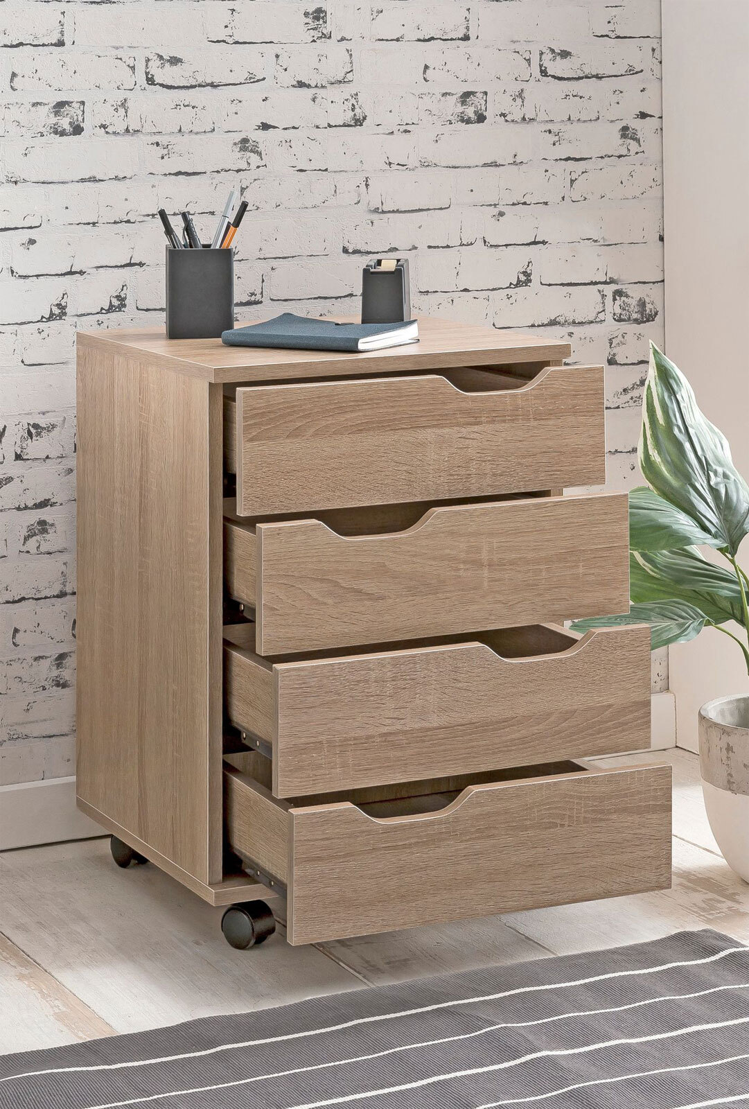Rollcontainer Tintane Eiche Sonoma 4-zügig