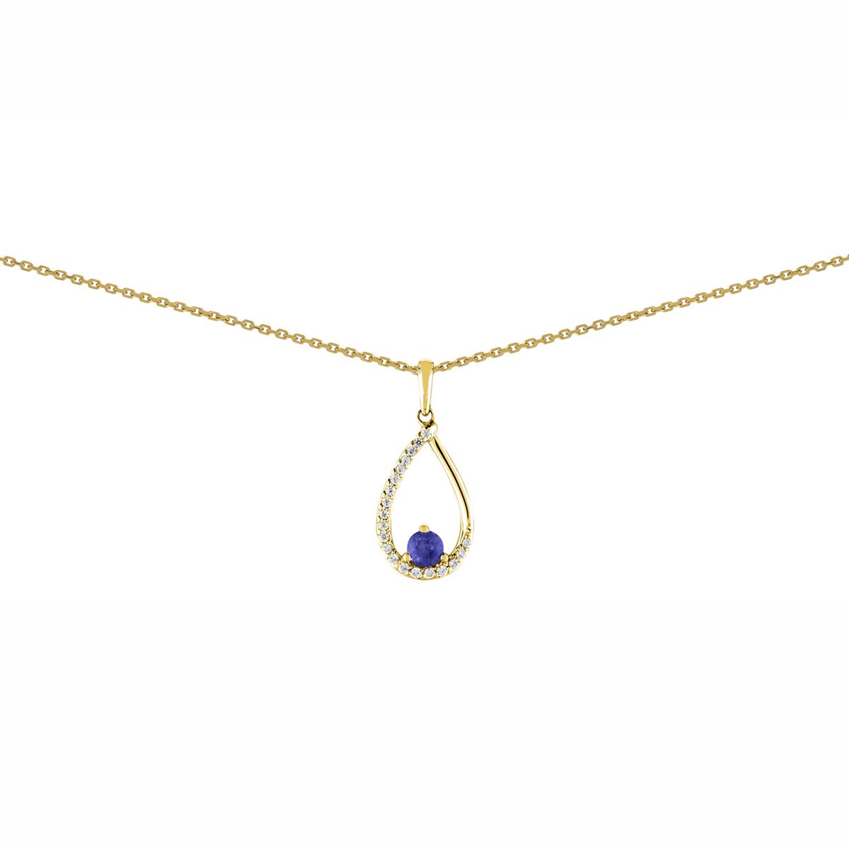 Collier Brillaxis goutte diamant et saphir