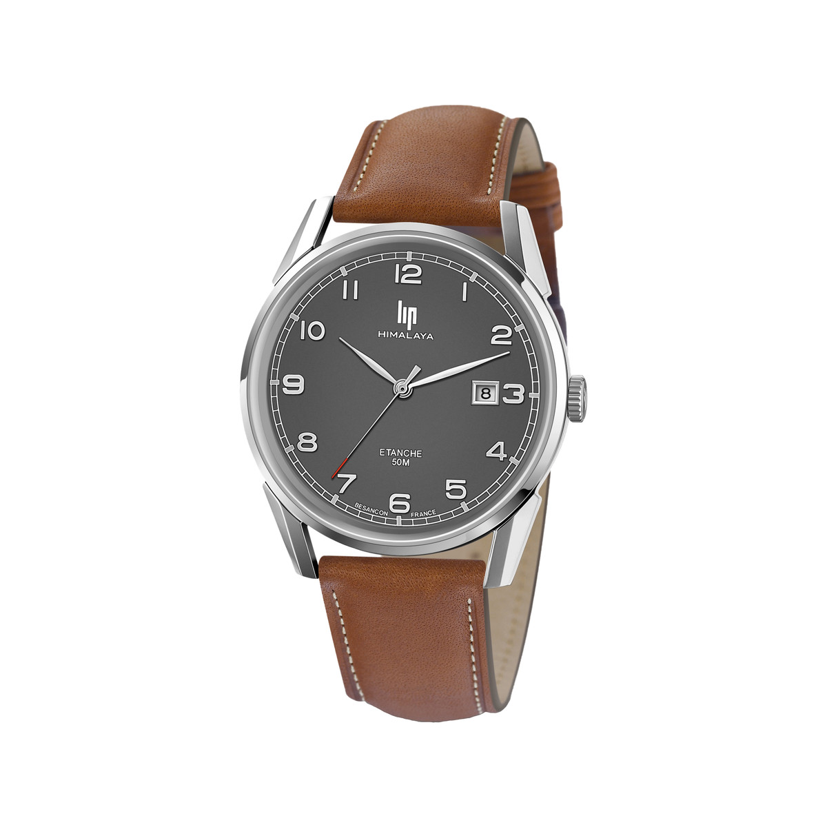 Montre Lip homme acier cuir marron