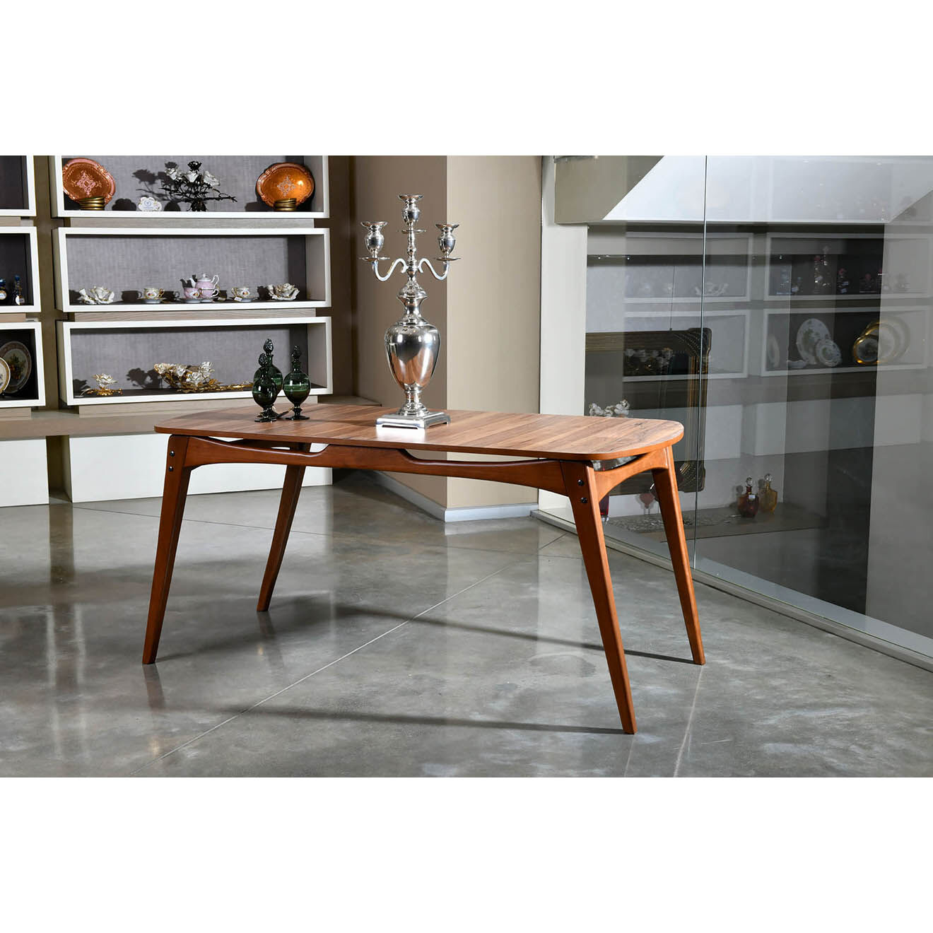 Wooden Art Table + 4 Chaises Touch Wooden noyer/crème