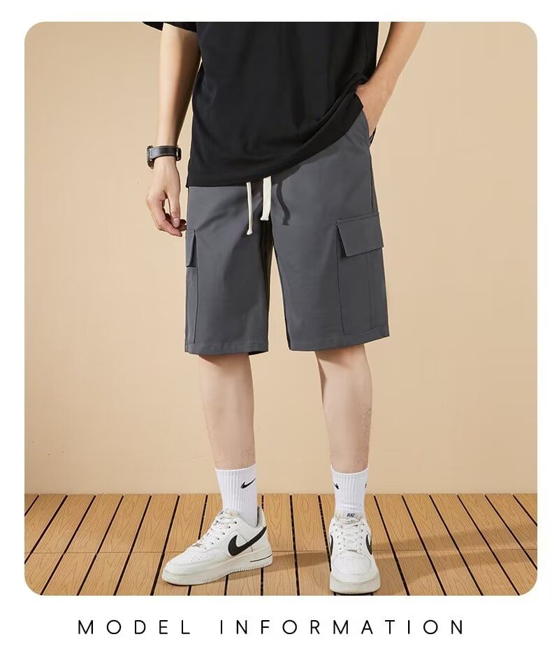Antaeus - Effen cargoshorts met trekkoordtaille