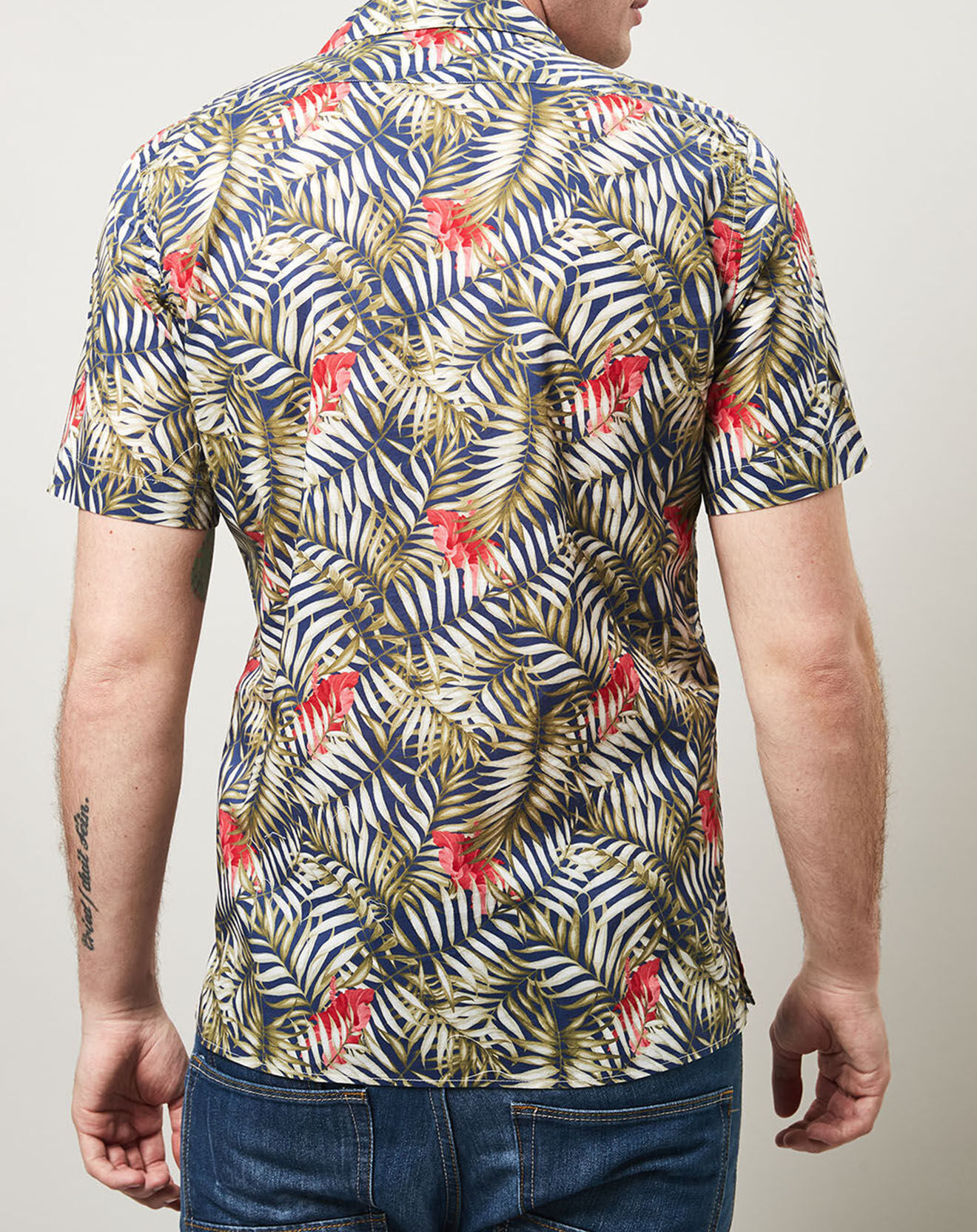 Hartford Chemise slim Slam imprimé tropical bleu/vert/rouge