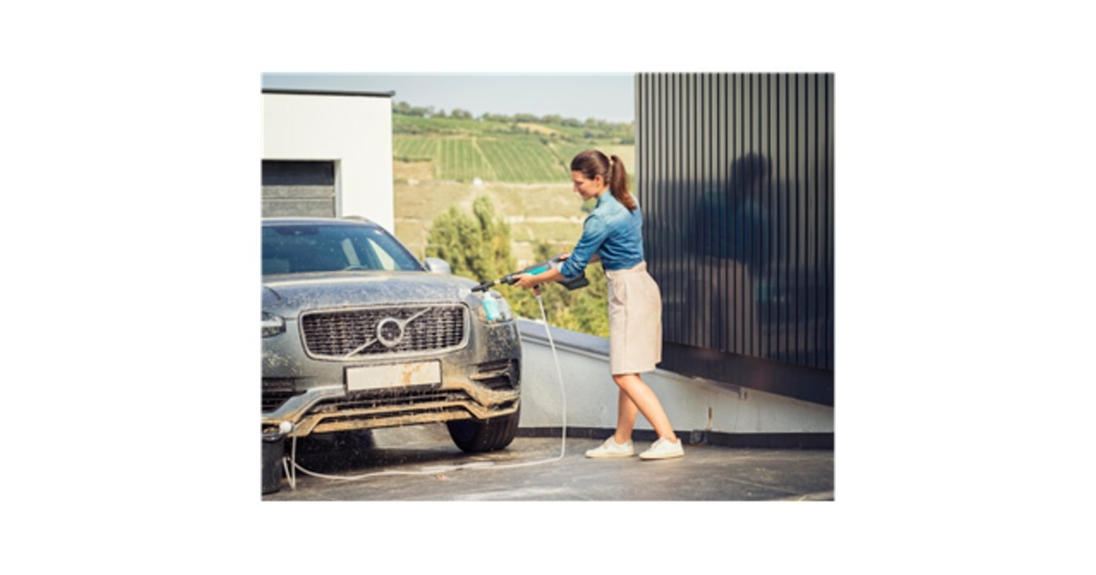 GARDENAAquaClean 24/18 V P4A kant-en-klare set drukreiniger  (Grijs/turquoise, 14800-20, Accu inbegrepen)